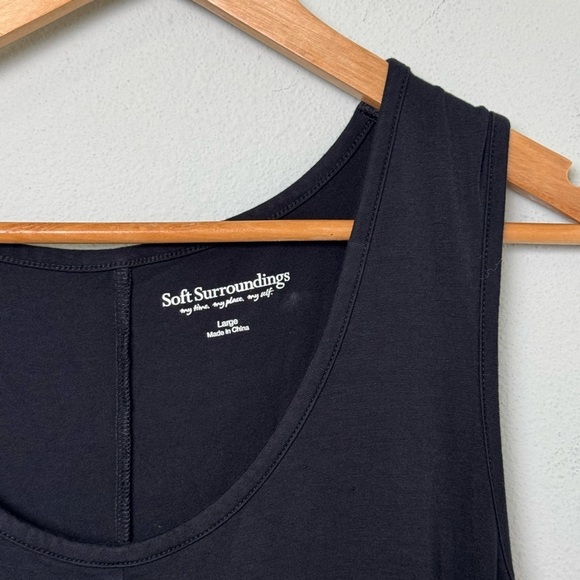 Soft Surroundings Black Sleeveless Blouse Top Shark Bite Hem Large STYLE# 27673 - Picture 4 of 5